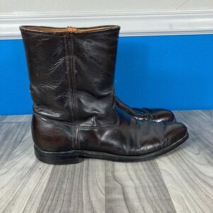 Justin Black Leather Pull On Boots Mens 3818 Ropers 14 B COWBOY PATROL LAWMAN